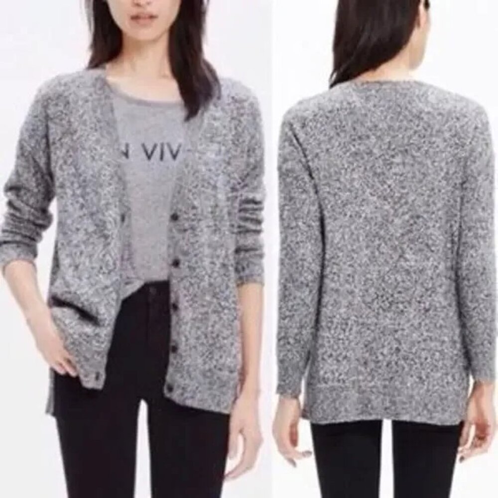 Madewell Gray Textured Button Front Cardigan Swea… - image 2